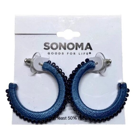 Sonoma Earrings Khol's Beaded Wrap J-Hoop Post Back Pierced Ears Jewelry NWT - Picture 1 of 5